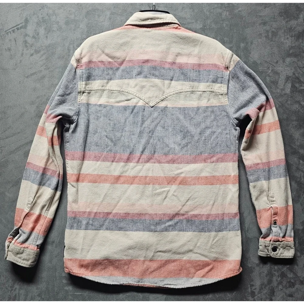 Scotch & Soda Amsterdams Blauw Mens Striped Cotton Western Button Down Shirt L